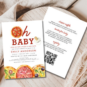 All in One Oh Baby Pizza & Pacifiers Baby Shower Invitation