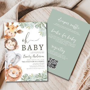 All in One Oh Baby Safari Boy's Baby Shower Invitation