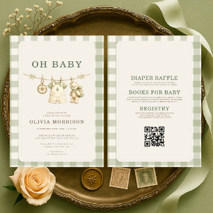 All in One Oh Baby Teddy Bear Woodland Baby Shower Invitation