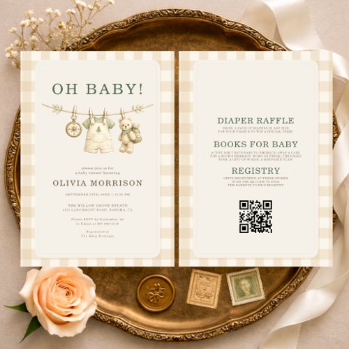 All in One Oh Baby Woodland Clothesline Shower Invitation