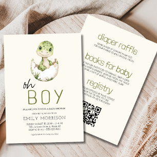 All in One Oh Boho Dinosaur Baby Boy Shower Invitation