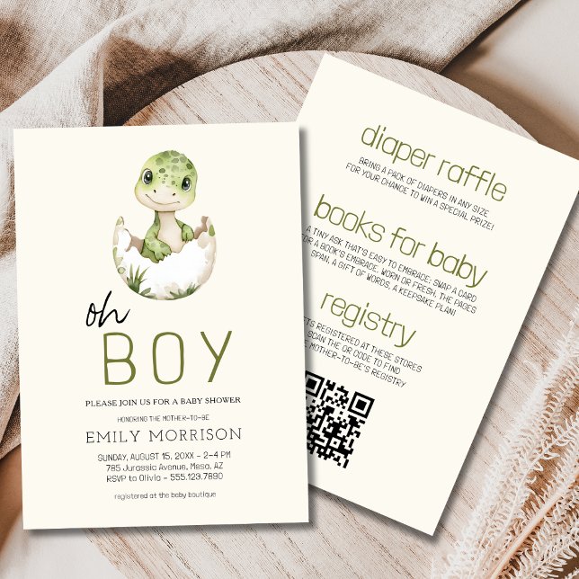 All in One Oh Boho Dinosaur Baby Boy Shower Invitation (Creator Uploaded)