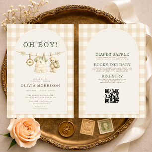 All in One Oh Boy Adventure Awaits Baby Shower Invitation