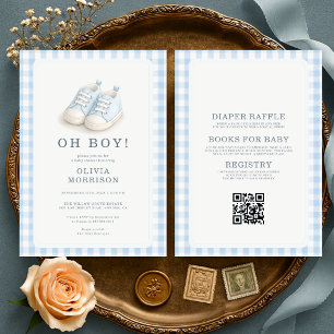 All in One Oh Boy Blue Shoes Baby Shower Invitation