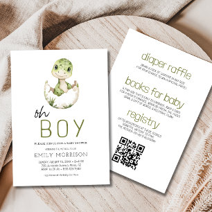 All in One Oh Boy Dinosaur Baby Boy Shower Invitation