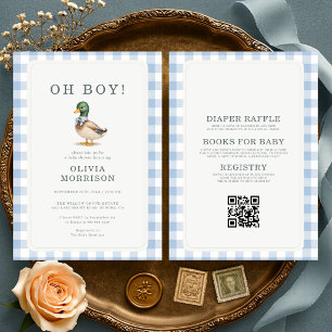 All in One Oh Boy Mallard Duck Baby Shower Invitation