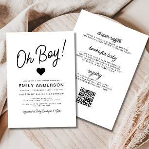 All in One Oh Boy Modern Minimalist Baby Shower  Invitation