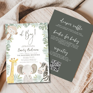 All in One Oh Boy Safari Animal Baby Shower Invitation