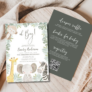 All in One Oh Boy Safari Animal Baby Shower Invitation