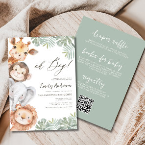All in One Oh Boy Safari Animal Boy's Baby Shower Invitation