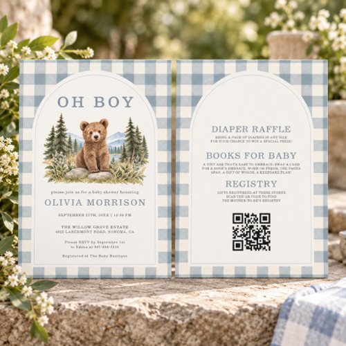 Woodland Beige Rustic baby shower invitation