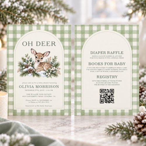 All in One Oh Deer Winter Baby Shower Invitation