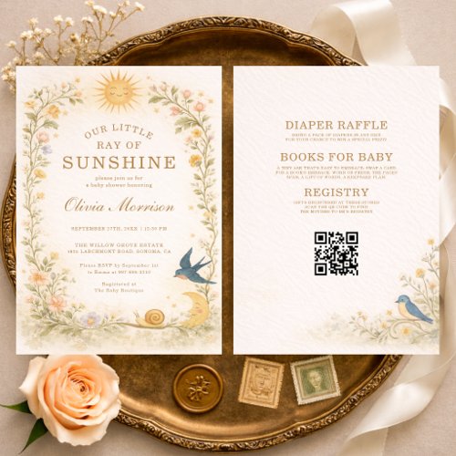 All in One Our Little Ray of Sunshine Baby Shower Invitation