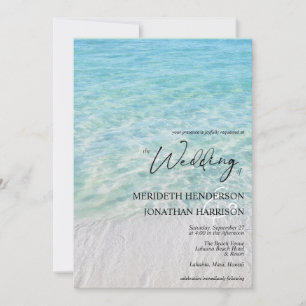 All In One Photo Seaside Sandy Beach Sea Glass Invitation