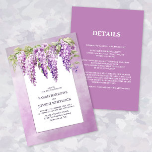 All In One Pink Wisteria Floral Wedding Invitation