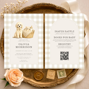 All in One Puppy Dog Neutral Beige Baby Shower Invitation