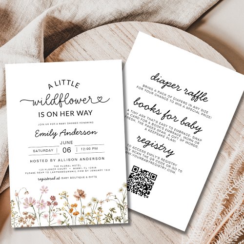 Wildflower Floral or wildflower baby shower invitation