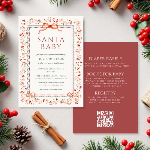 Christmas Santa Baby baby shower invitation