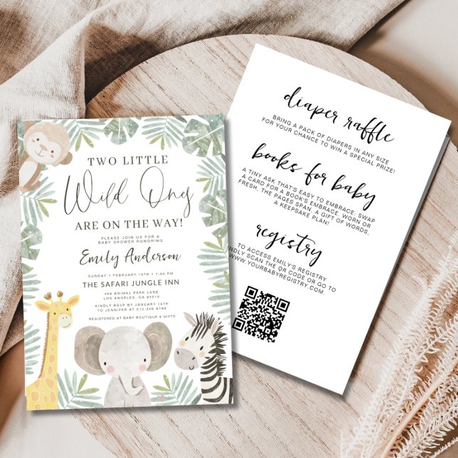 All in One QR Code Two Wild Ones Baby Shower Invitation (Creator Uploaded)