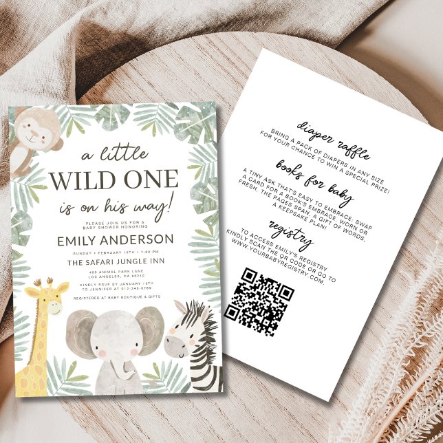 All in One QR Code Wild One Safari Baby Shower Invitation (Creator Uploaded)