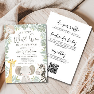 All in One QR Code Wild One Safari Baby Shower Invitation