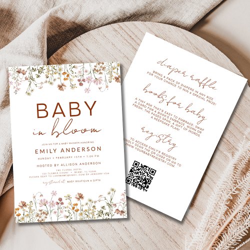 Wildflower Floral or wildflower baby shower invitation