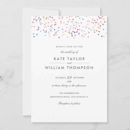 All In One Rainbow Confetti Wedding Invitation