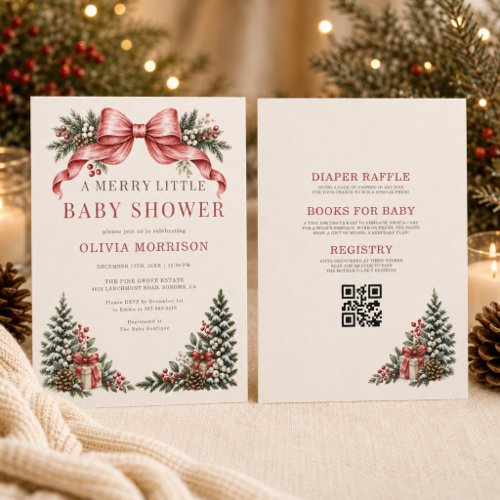 Christmas Merry Little Baby Shower Red baby shower invitation