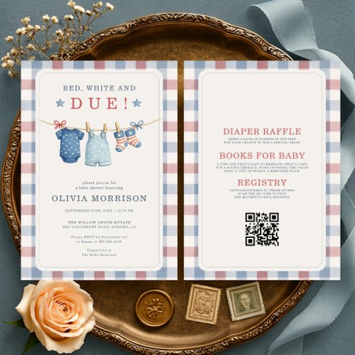 All in One Red White and Due American Baby Shower Invitation
