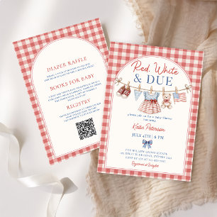 All in One Red White and Due Baby Shower Invitation