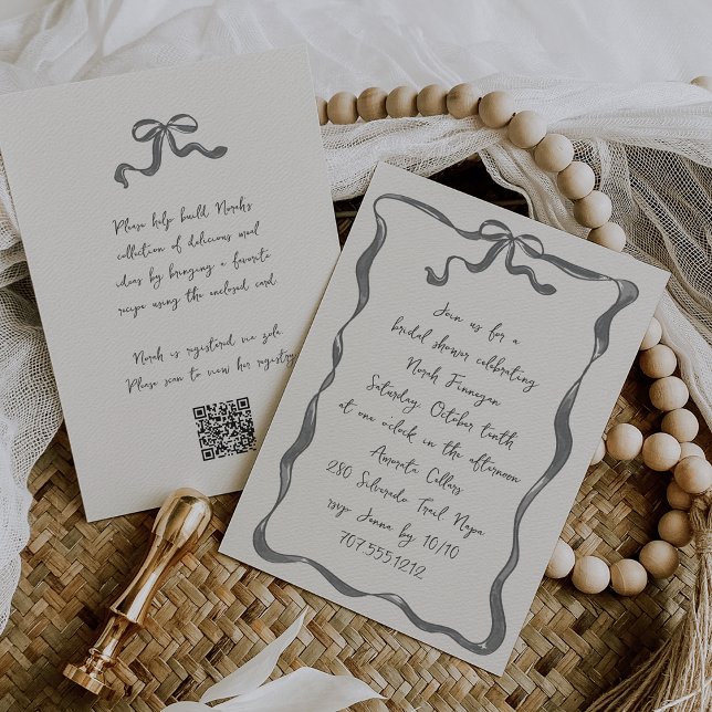 All in One Romantic Bow Handwritten Bridal Shower Invitation (Creator Uploaded)