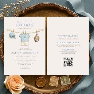 All in One Rookie Football Baby Shower Invitation