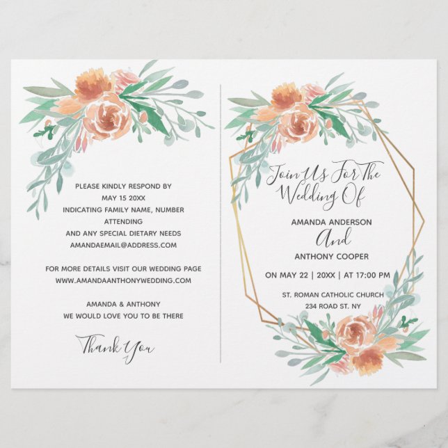 All in one rsvp, invitation, reception, details flyer (Front)