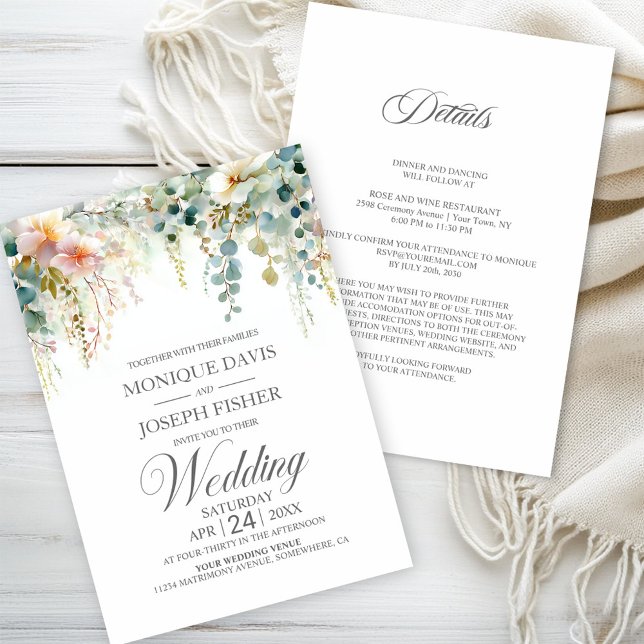All in One Rustic Eucalyptus Greenery Wedding Invitation (Creator Uploaded)