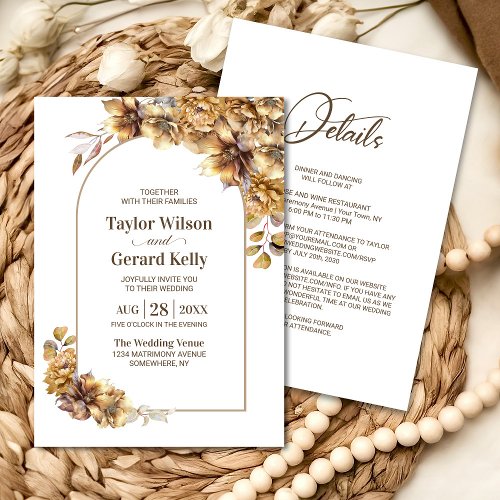 All In One Rustic Floral Arch Wedding Invitation