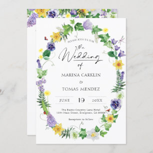 All in One Rustic Wildflower Wedding Invitation