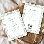 All in One Sage Green French Floral Toile Invitation