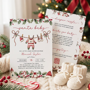 All in One Santa Baby Christmas Baby Shower Invitation