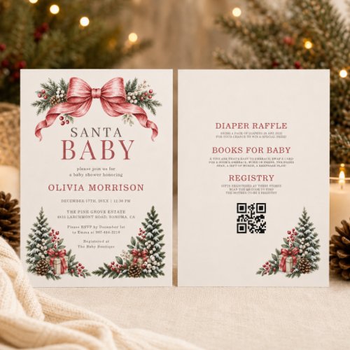 Christmas Santa Baby Red baby shower invitation
