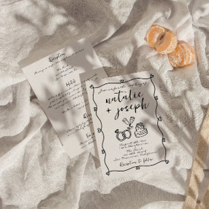 All In One Scribble Hand Drawn Written Wedding  Invitation