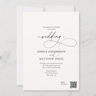 All In One Script Calligraphy Photo Wedding Ivory Invitation