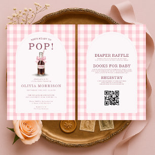 All in One She's Ready to Pop Girl Baby Shower Invitation