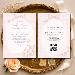 All in One Silly Goose Pink Gingham Baby Shower Invitation