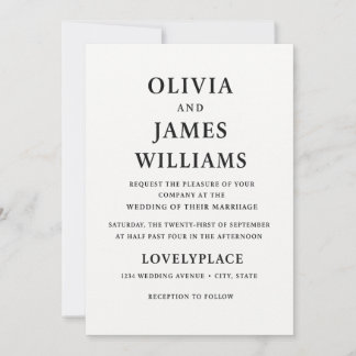 All-In-One Simple Classic Black & White Wedding In Invitation