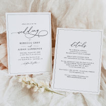 All-In-One Simple Classic Black & White Wedding Invitation