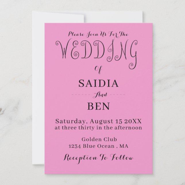 All-In-One Simple Classic Wedding Invitation (Front)