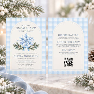 All in One Snowflake Winter Baby Shower Invitation