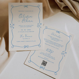 All In One Soft Blue Hand Drawn Wedding Invitation