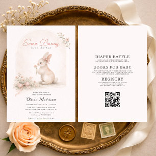 All in One Some Bunny Pink Bow Baby Shower Invitation