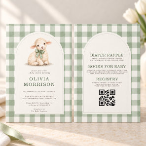 All in One Spring Lamb Gingham Baby Shower Invitation